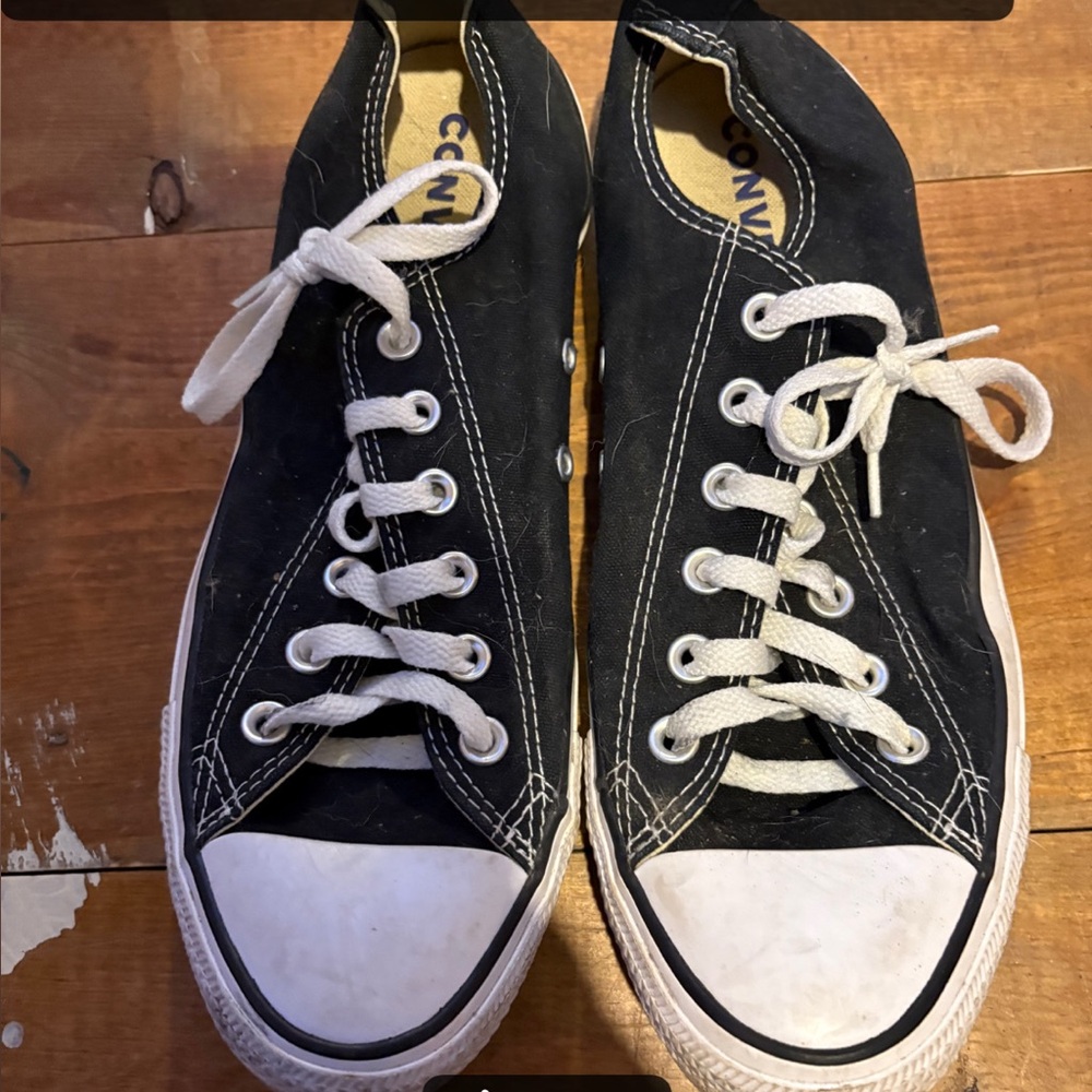 Black Canvas Sneakers with White Laces